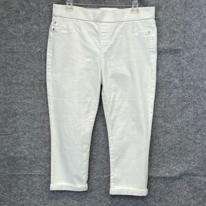 LIVERPOOL Jeans Women's Size 12 Bright White Capri Pull-On Rolled Cuff Pants EUC
